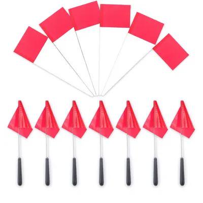 HOOWIFFY 30Pcs Red Yard Flags Marking Flags for Lawn Identification and Garden Irrigation