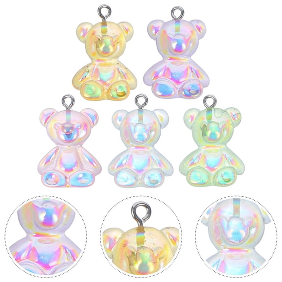 HOOWIFFY 30Pcs Multi-Color Resin Bear Charms for Jewelry Making and Craft Projects