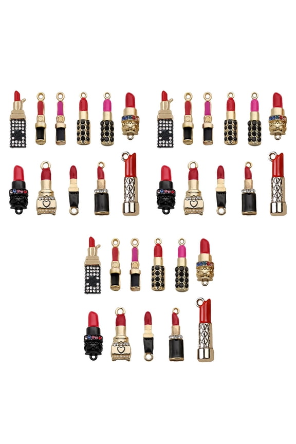 33-Piece Lipstick Pendant Charms Set for Jewelry Making, Assorted Colors for Earrings, Bracelets, and Crafts
