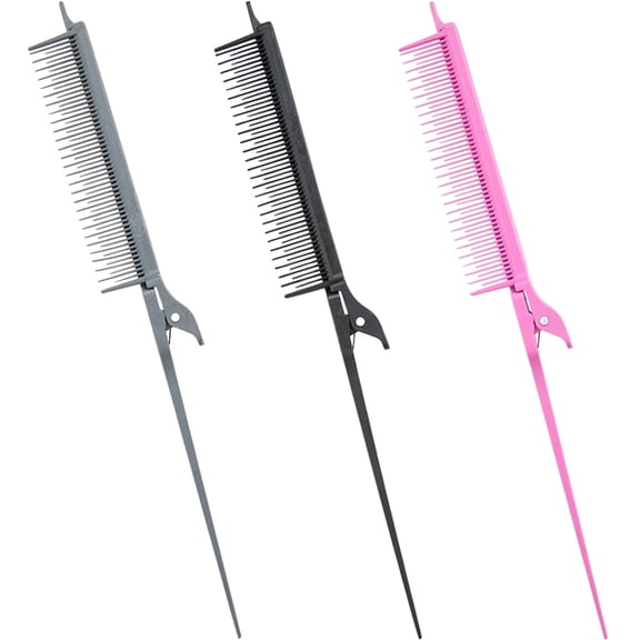 HOOWIFFY 3-Pack Grey Rat Tail Combs for Women, Hair Styling Tools for Lifting, Sectioning, and Precision Hair Care