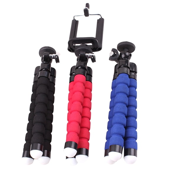 HOOWIFFY 3Pcs Black Flexible Sponge Octopus Tripod with Screw Hole Adapter for Mobile Phone Photography