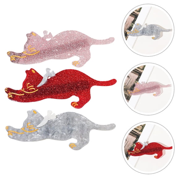 HOOWIFFY 3Pcs Cat Hair Clips Assorted Color Hair Accessories for Styling and Outfit Decoration