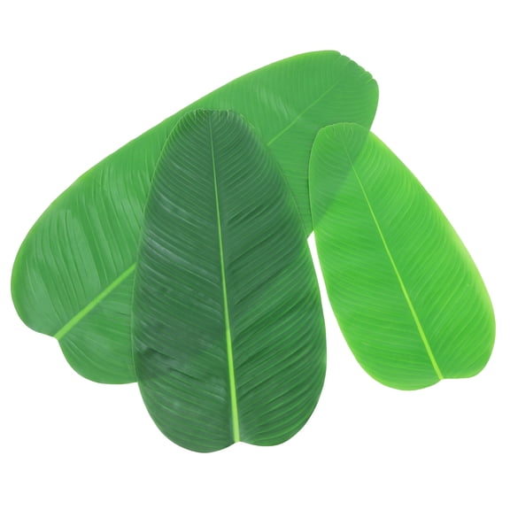 HOOWIFFY 3Pcs Artificial Banana Leaf Placemats with Realistic Texture for Party Decor and Tropical Table Settings