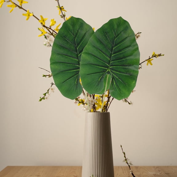 HOOWIFFY Set of 3 Artificial Tropical Plants Faux Monstera Leaves High Realism Green Home Office Decor
