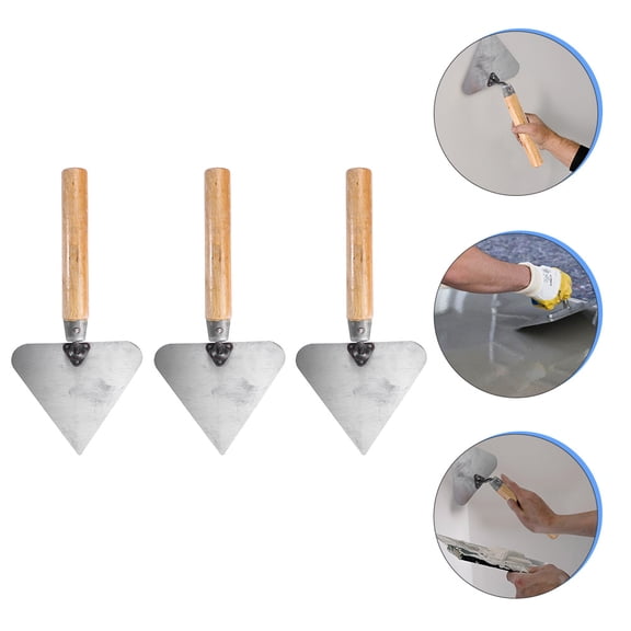 HOOWIFFY 3Pcs Hand Trowel Multi Functional Concrete Level Tool with Durable Wood Handle