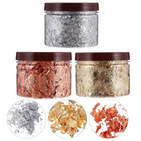 HOOWIFFY Holographic Nail Art Foil Flakes Nail Art Stickers Golden Foil 3Pcs