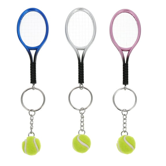HOOWIFFY Tennis Charm Key Chain Decorative Design Blue 3Pcs Plastic