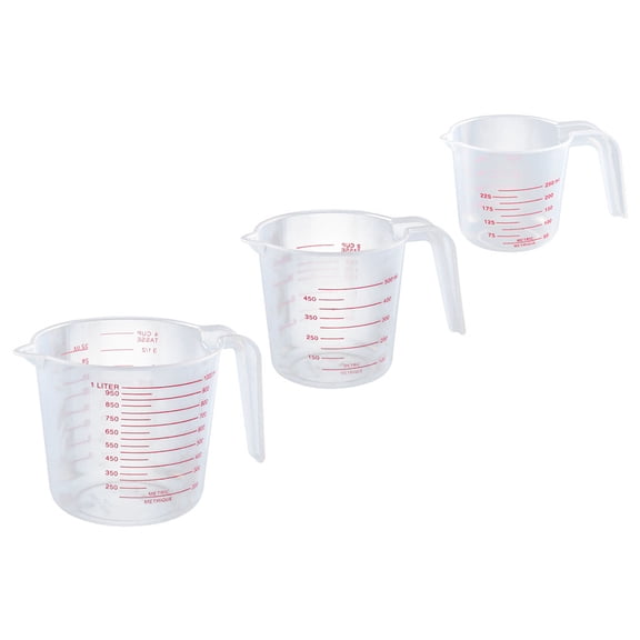 HOOWIFFY 3Pcs Transparent Baking Measuring Cups Plastic Household Measuring Tools with Scale