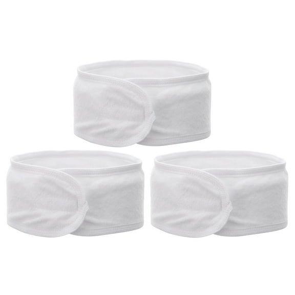 HOOWIFFY Adjustable White Makeup Headband Set, 3 Pieces, Ideal for Spa, Yoga, Skincare, and Facial Treatments