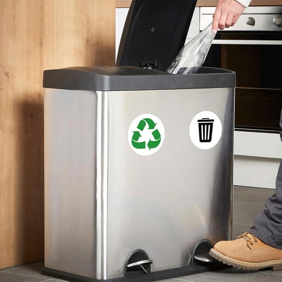 HOOWIFFY 3Sets Adhesive Recycling Stickers for Trash Bins Waterproof PVC Trash Can Labels