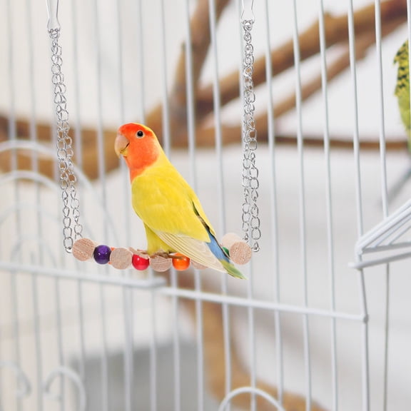 HOOWIFFY 3pcs Interactive Play Bird Swing Toy Parrot Swing Toys Multi Colored Wood For Parakeets