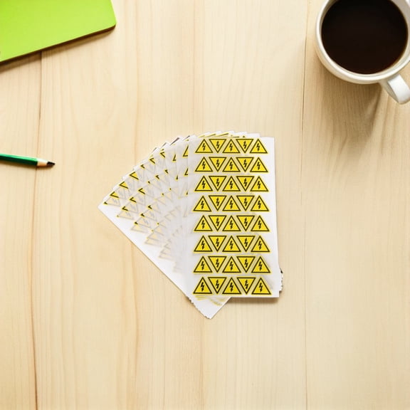 HOOWIFFY 400Pcs Electrical Danger Stickers Self Adhesive Yellow Triangle Warning Labels for Indoor and Outdoor Use