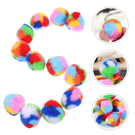 HOOWIFFY Interactive Play Multi Colored Fuzzy Cat Balls 40Pcs