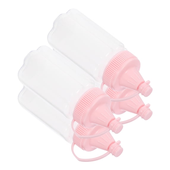 HOOWIFFY 4PCS Container Squeeze Bottles Pink PP Prevent Waste Kitchen Tools Home Cooking