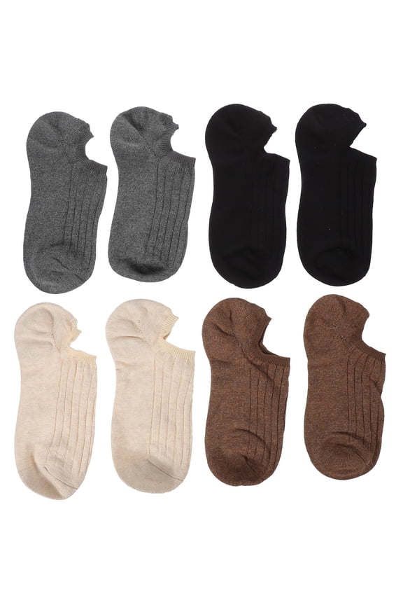 4Pairs Summer Socks Male Invisible Non Slip Cotton Material Soft Elastic Breathable