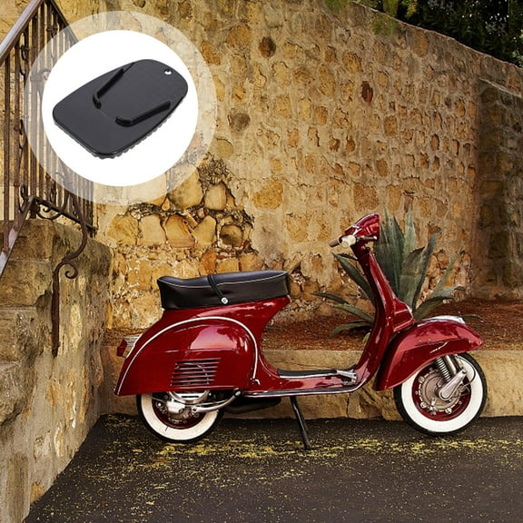 HOOWIFFY Bike Side Stand Pad Motorcycle Support Plate Abs Black 4Pcs