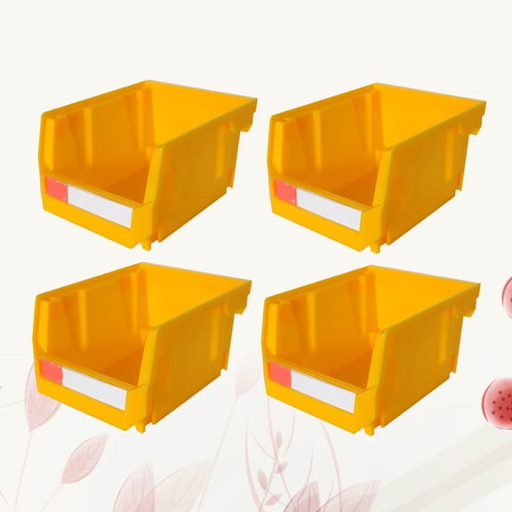 HOOWIFFY 4Pcs Component Storage Box Plastic Material Yellow Back Mounted for DIY Tasks