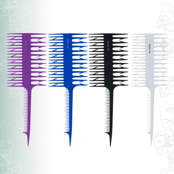 HOOWIFFY Black Fish Shape Hair Comb Set, Ribs for Professional Hair Dyeing, Styling and Care, 4 Pieces