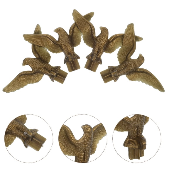 HOOWIFFY 4Pcs Durable Plastic Eagle Flagpole Topper Golden Flag Pole Head Accessory for Decor