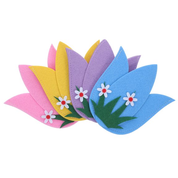 HOOWIFFY 4Pcs Easter Tableware Cutlery Sleeves with Beautiful Flower Pattern for Festive Dining Organizer