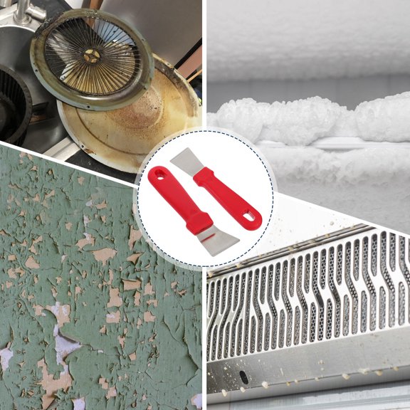 HOOWIFFY 4Pcs Freezer Deicing Tool Red PP Stainless Steel Sturdy Construction for Winter Freezer Maintenance