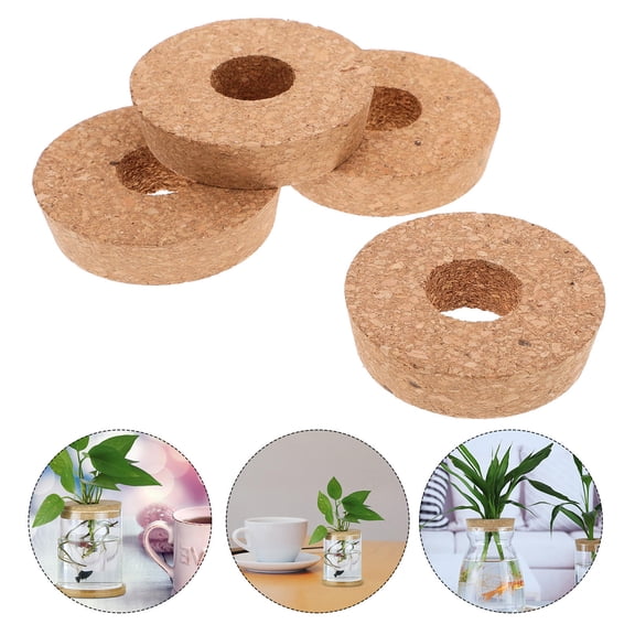HOOWIFFY 4-Pack Hydroponic Hole Covers Vase Lids for Plants, Khaki, Ideal for Office Desk and Home Gardening