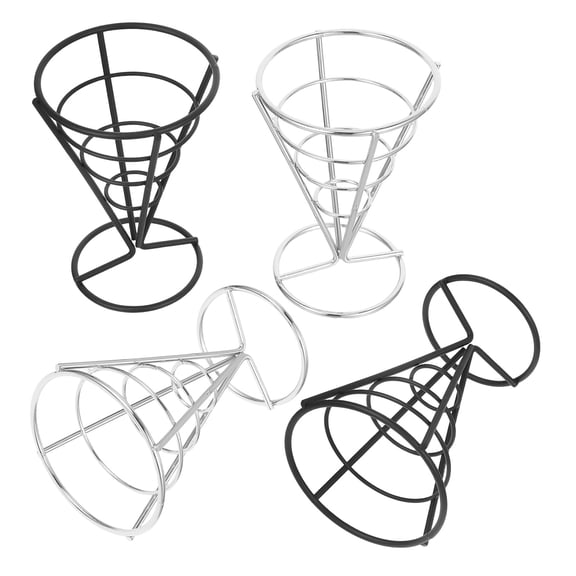 HOOWIFFY Assorted Color Iron French Fry Holder Cone for Home Use Ideal for Parties Buffets Snacks and Kitchen Serving