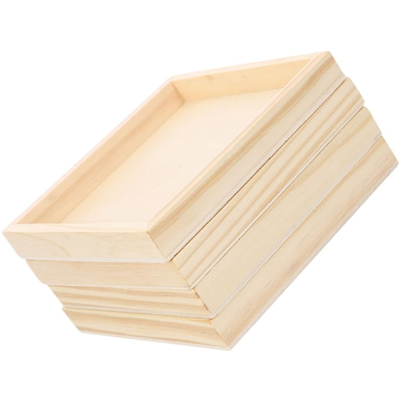 HOOWIFFY 4-Piece Khaki Wooden Puzzle Organizer Set - Storage Boxes for Kids Building Blocks and Toy Storage Solutions