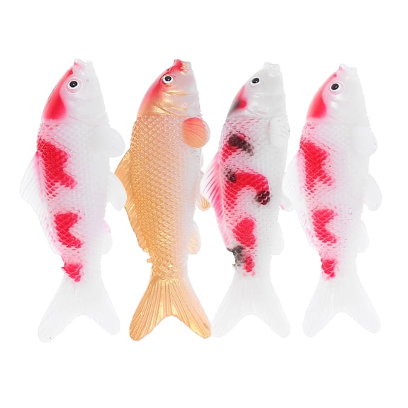 HOOWIFFY 4Pcs Lifelike Plastic Koi Fish Statue Aquarium Layout Prop for Pond and Fish Tank