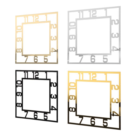 HOOWIFFY 4Pcs Acrylic Wall Clock Stickers for Office and Bedroom Walls
