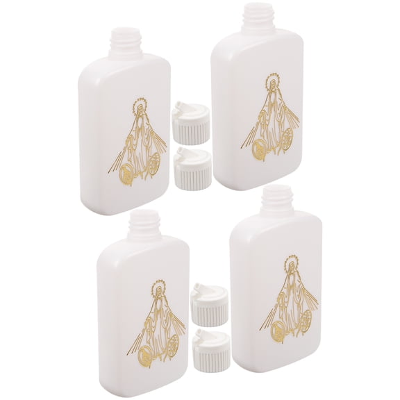 HOOWIFFY 4-Pack Refillable Holy Water Bottles Catholic Multi-Color Decorative Flask for Travel and Storage