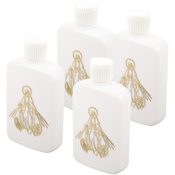 HOOWIFFY 4Pcs Refillable Holy Water Flask with Decorative Pattern for Baptism and Wedding