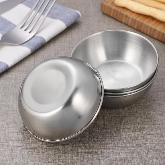 HOOWIFFY 4Pcs Plated Silver Stainless Steel Appetizer Plates for Hot Cold and Acidic Mixtures