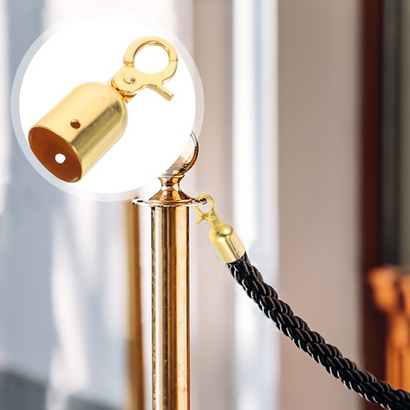 HOOWIFFY 4Pcs Golden Rope Hook Cord Lock Stopper with Aluminum Alloy for Banister Rails