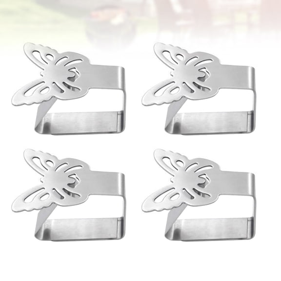 HOOWIFFY Plated Silver Tablecloth Holders Premium Stainless Steel Easy to Use for Various Events 4Pcs