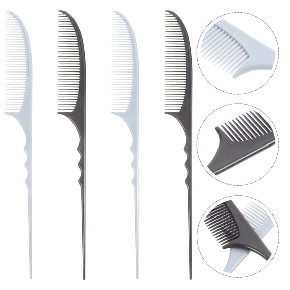 HOOWIFFY 4Pcs Teasing Tool for Fine Hair Hairdressing Comb Carbon Fiber for Daily Life
