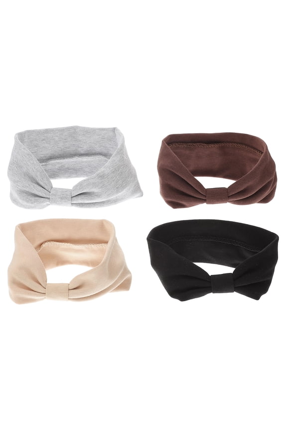 4Pcs Elastic Wide Knotted Headbands Cotton Turban Style for Hair Hold