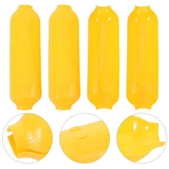 HOOWIFFY 4Pcs Yellow Plastic Corn Plate with Design for Snack Serving and Home Table Decor