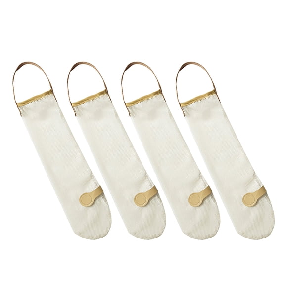 HOOWIFFY Beige Cloth Hanging Mesh Bags for Fresh Produce Storage, Reusable Vegetable Fruit Storage Bags 4Pcs