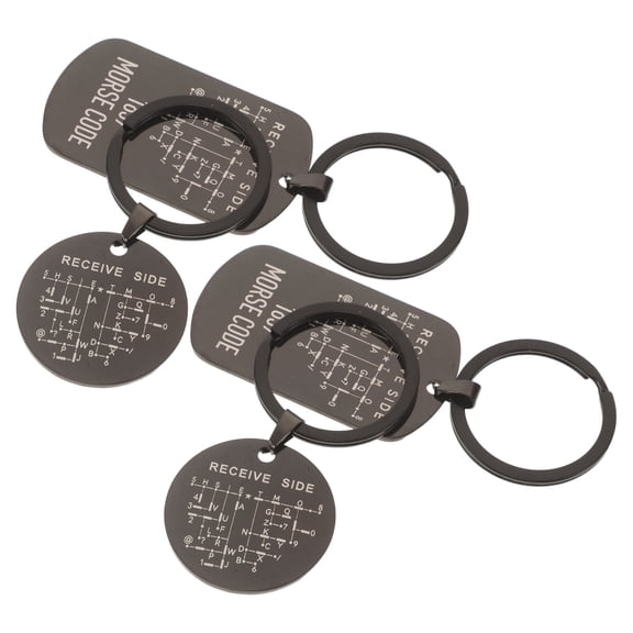 HOOWIFFY 4pcs Morse Code Keychain, Stainless Steel Code Reference Keyring