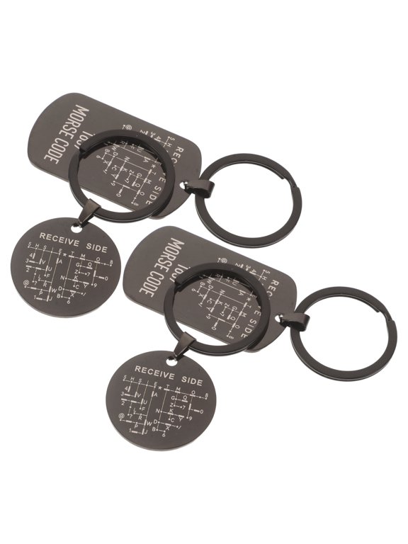 4pcs Morse Code Keychain, Stainless Steel Code Reference Keyring