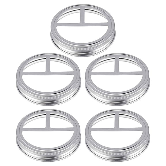 HOOWIFFY 5-Pack Stainless Steel Jar Lids for Bathroom Storage, Round Canning Jar Covers, and Rust-Resistant