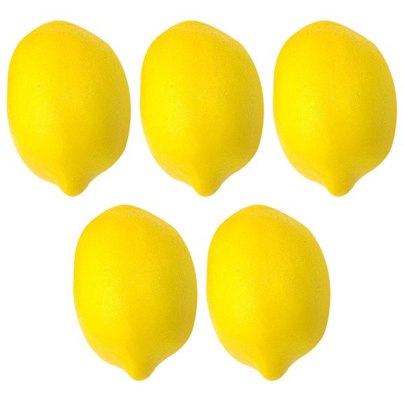 HOOWIFFY 5-Piece Yellow Foam Artificial Lemons, Faux Decorative Fruit for Kitchen Bowl, Home Table Display, Party Decor Props