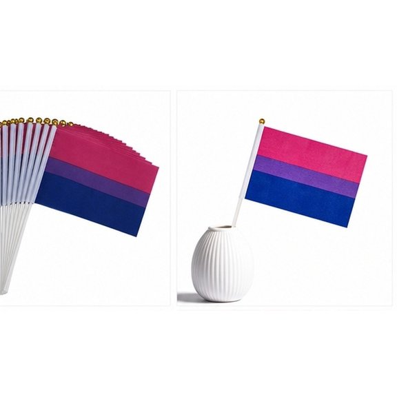 HOOWIFFY 50 Pack Polyester Hand Waving Flags with Plastic Sticks for Events and Displays