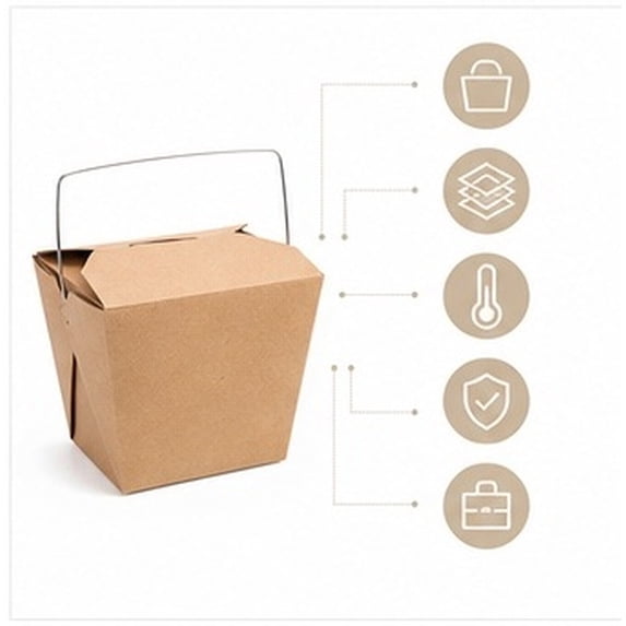 HOOWIFFY 50Pcs Compact Coffee Chinese Take Out Boxes with Wire Handle ...