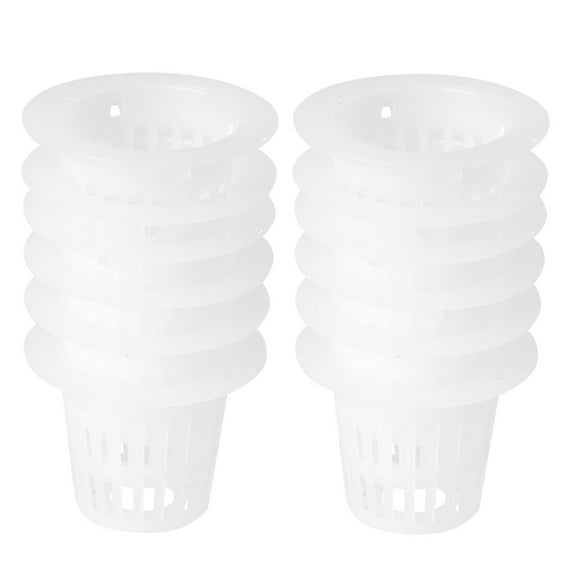 HOOWIFFY Net Baskets White for Hydroponics, Easy Root Removal, Durable Uv Plastic, 50Pcs