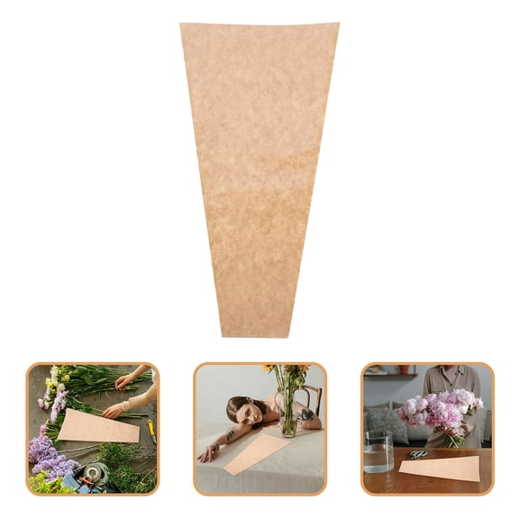 HOOWIFFY Brown Kraft Paper Flower Packaging Bags for Florists, Plastic Lined, 50 Pieces