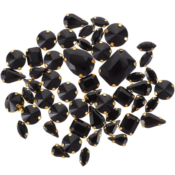 HOOWIFFY 50 Pieces Black Glitter Rhinestones for Sewing on Clothes, Decorative Craft Embellishments