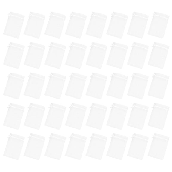 HOOWIFFY 50Pcs White Drawstring Candy Pouches for Birthday and Church Celebrations with Family