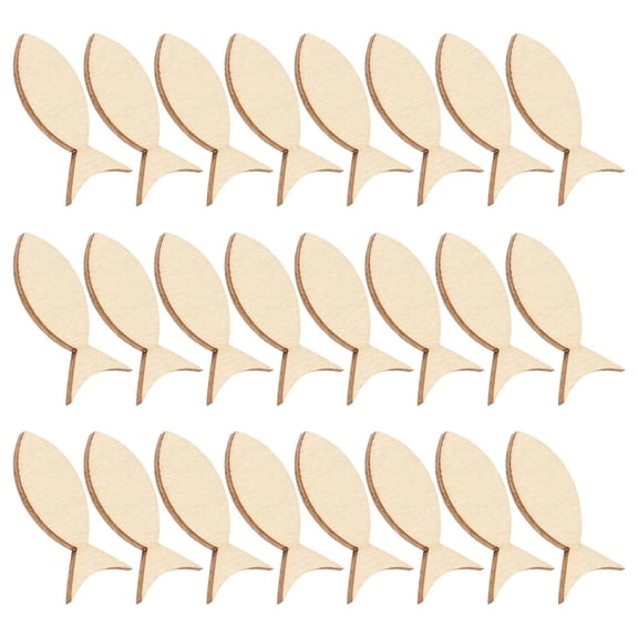 HOOWIFFY 50Pcs Unfinished Wooden Fish Cutouts Khaki Color for Beach Themed Ocean Wall Decoration